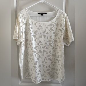 NWT Insight White Cut Out Sheer Short Sleeve Top Size Large